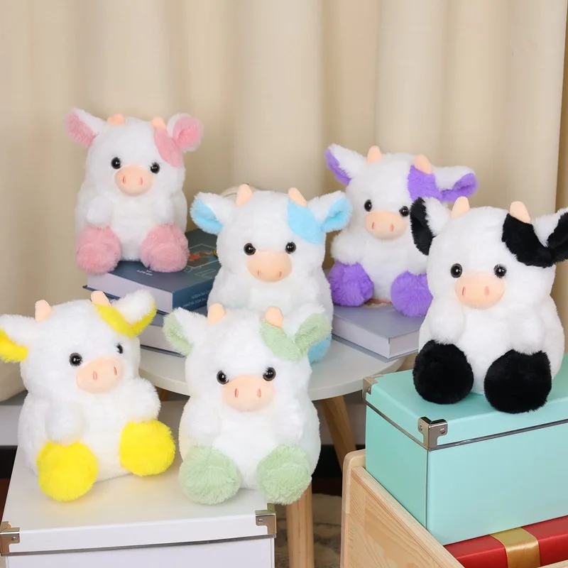 Custom Plush Doll Cow Soft Animal Plush Toys Plush Cow Cute Strawberry Bulls Stuffed Cow Animal Soft Plushie Pillow for Kids