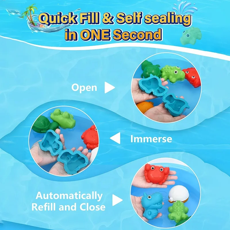Silicone Quick Fill Self Sealing Splash Balls Refillable Reusable Water Bomb Balloons For Kids Water Fight