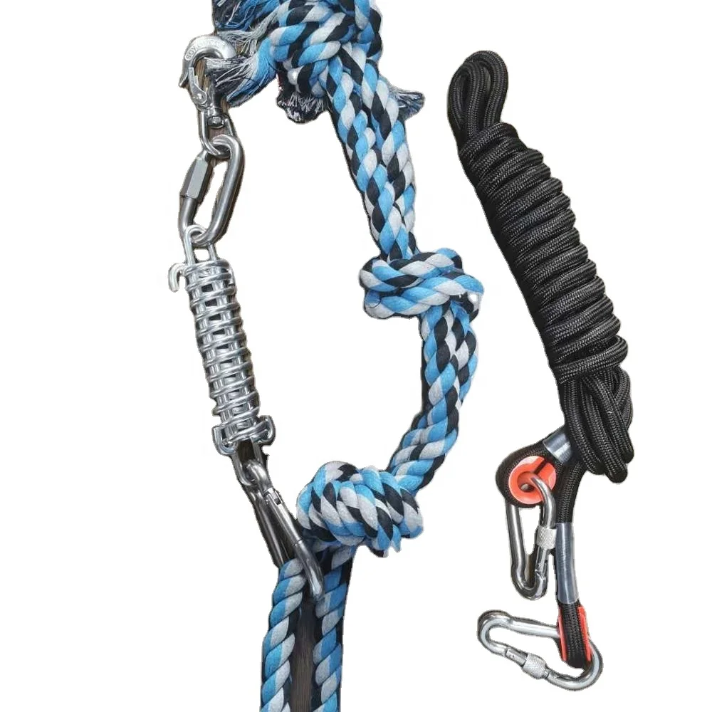 Весенняя веревка для собак, игрушки с большим пружинным полюсом, 16 футов, веревка для крупных собак, уличная висячая веревка для упражнений, тянущаяся игрушка для боевых действий