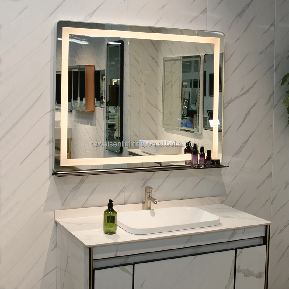 New design aluminum bathroom rectangular ip44 led frame mirror wall mount smart bathroom touch sensor LED mirror