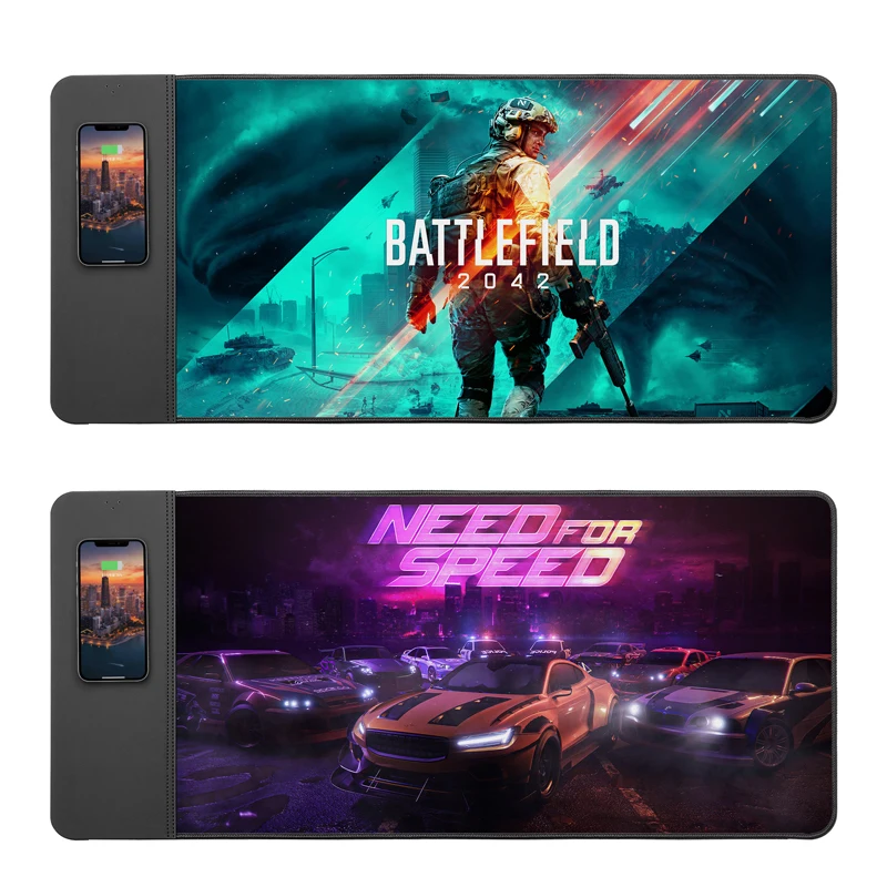 Customised Cartoon Black Multifunctional 2 In 1 Mobile Phone Wireless Charger Mouse Pad  Mousepad