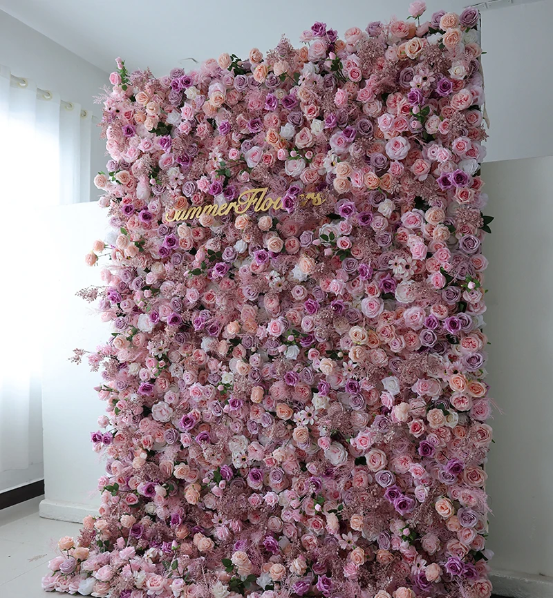 Decorative Flowers Wreaths and Plants 8ft*8ft Wedding Wall Decorations Roll Up 5D Artificial Flower Wall Backdrop