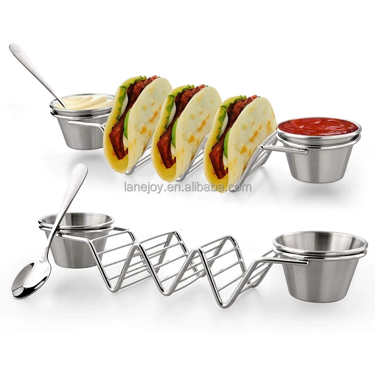 Corrected sentence Lanejoy Wholesale Metal Taco Holder Set with 3 Compartments and Hot Dog Tray Box Perfect for Serving Tacos