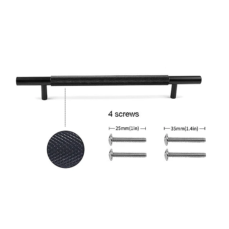 XWX Wholesale Gold Black Knurled Aluminum Profile Hardware Kitchen Cabinet Furniture Pull