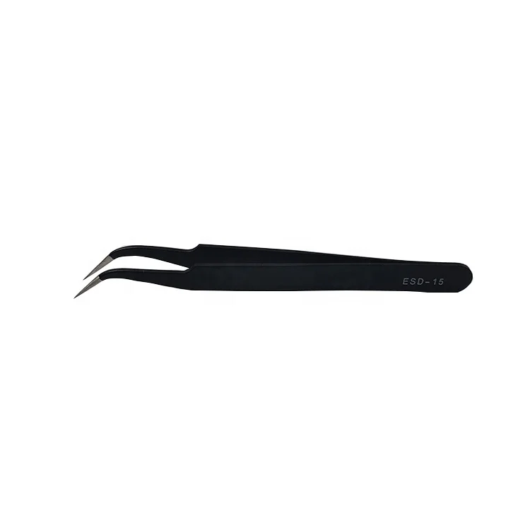 Anti Static Tweezers Black Non Magnetic Precision Stainless Steel ESD Tweezer