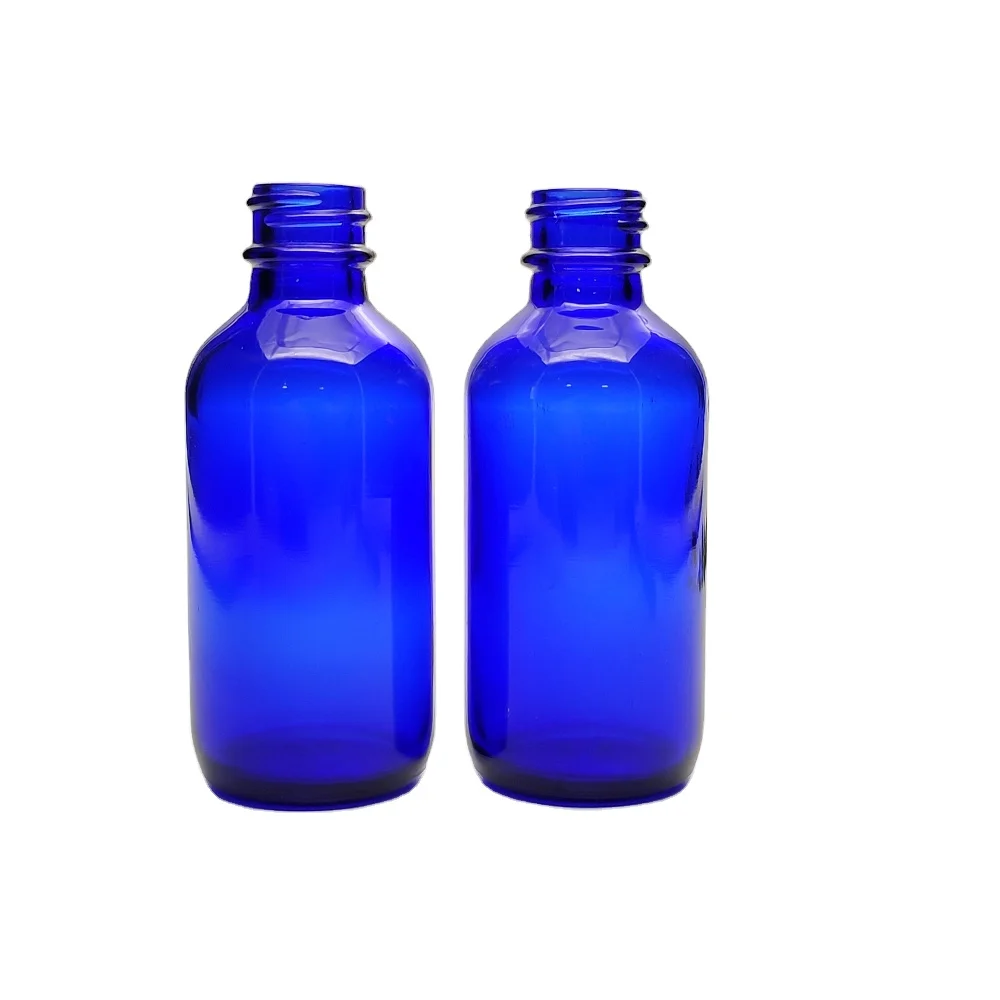 Hot Sale 480ml 16oz Boston Round Bottle Cobalt Blue Glass Bottle