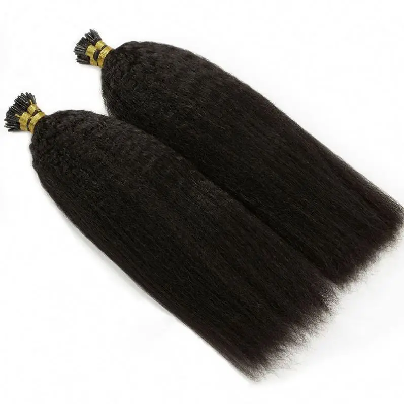 ISWEET Wholesale Kinky Straight Virgin Brazilian Hair I Tip Hair Extensions Keratin Micro Link Hair Extensions