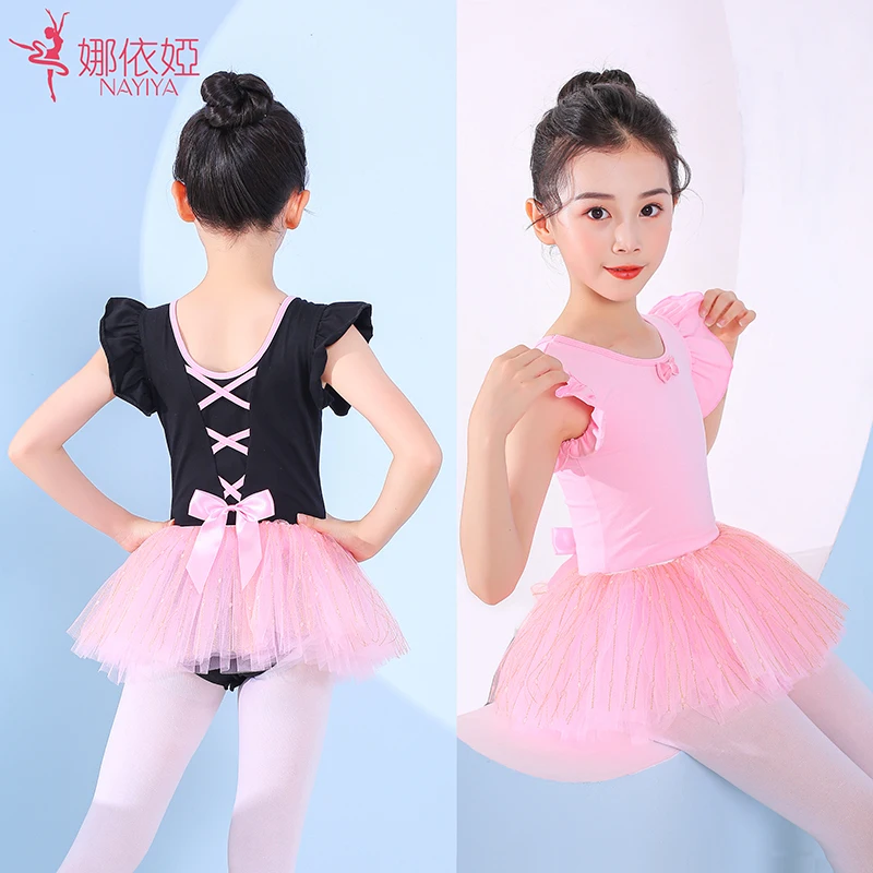 Детское танцевальное платье, новинка 2021, детское тренировочное платье с бантом и крестом для девочек, китайская танцевальная юбка-метеорит