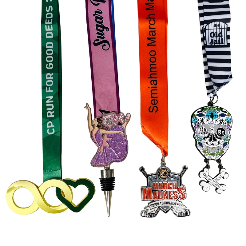 Souvenir Medal High Quality Custom Zinc Alloy Metal with Ribbon Sports Medal Folk Art Souvenir Gift Customized Size Round OEM