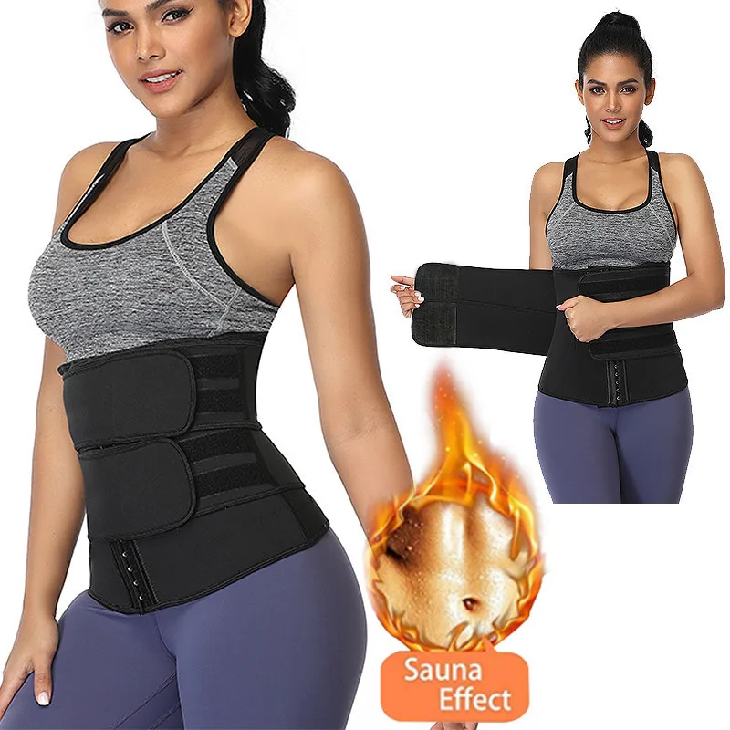 Quality 2 Two Strap Black Double Belt Neoprene Waist Trainer Women Plus Size