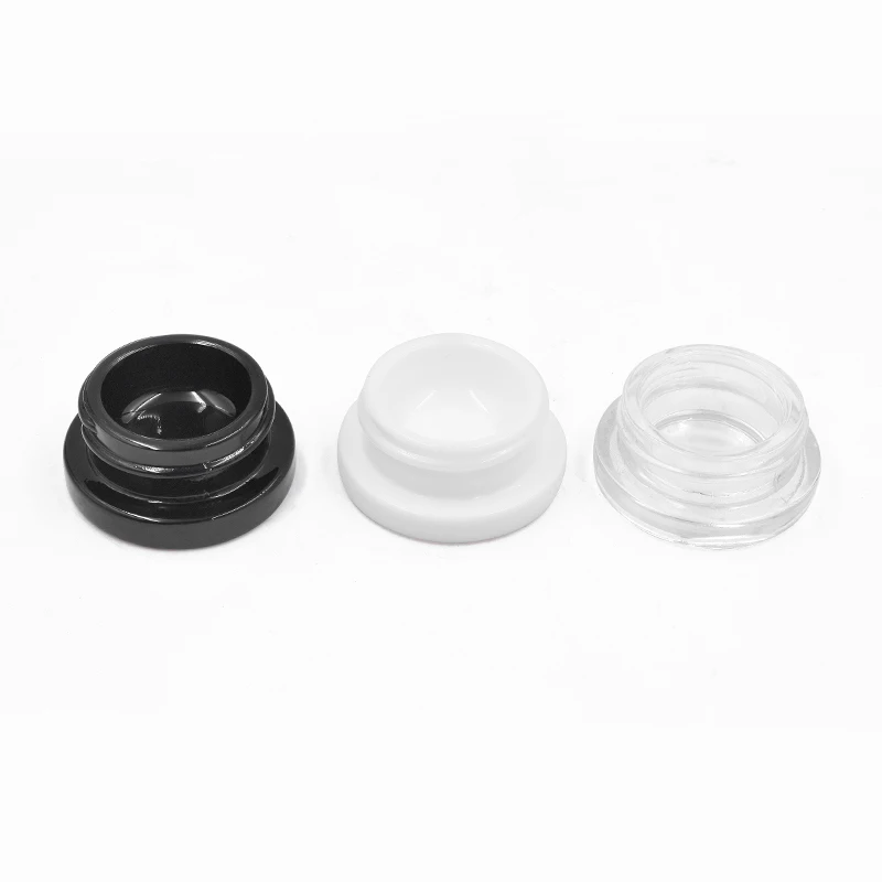 LLG 5ml 7ml 9ml black/transparent/white round child proof safe concentrates glass jars with child resistant plastic cap