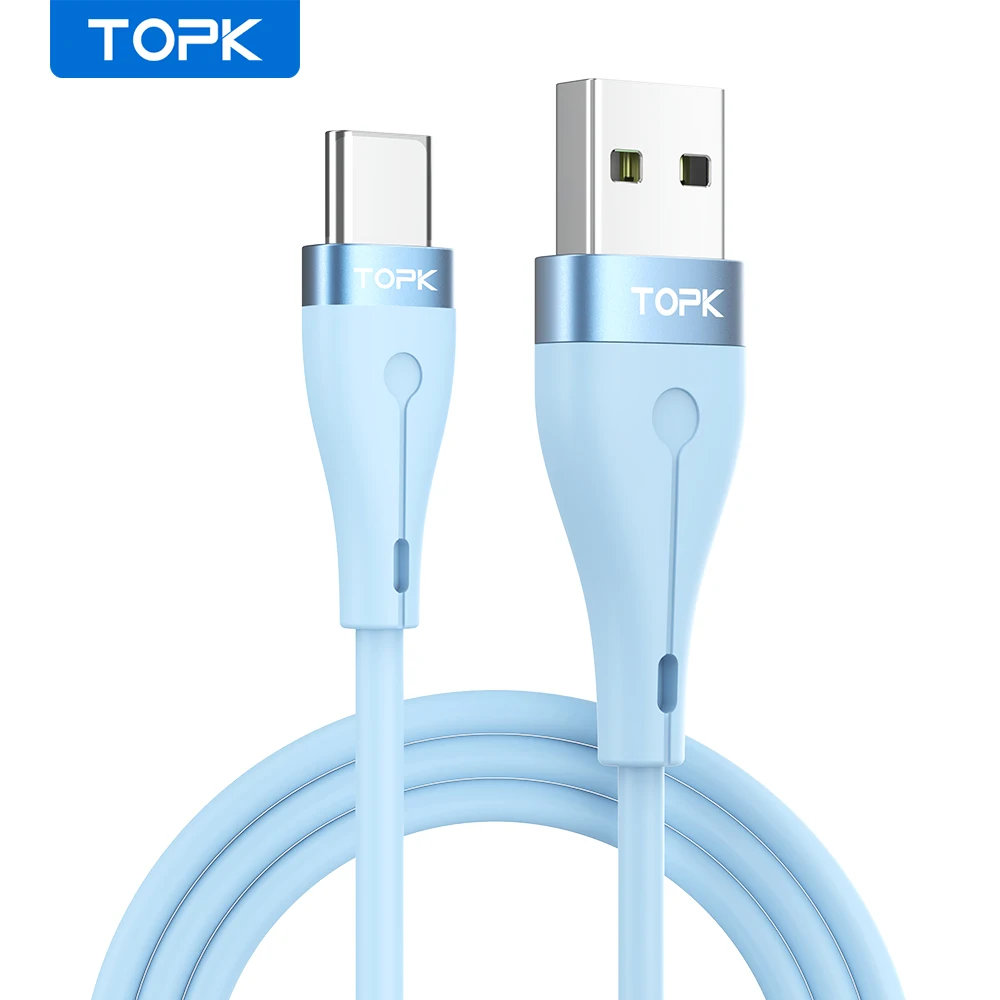 
TOPK AN46 1M Liquid Silicone Multi Function 3A Fast Charging 8 Pin USB Type C Charging Data Cable 