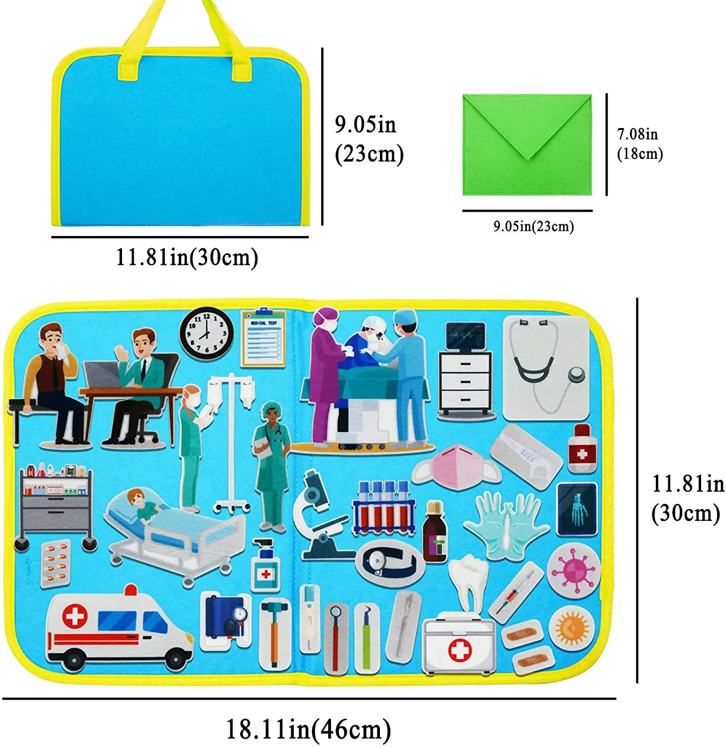 Kids Busy Board Preschool Medical Play set Felt Board Pieces Montessori Educational DIY Story telling Board Toys