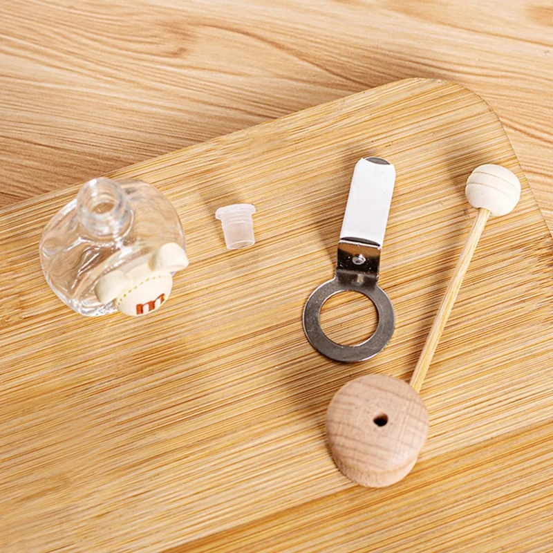 empty 10ml wooden cap clear glass car air freshener perfume bottle fragrance bottle diffuser bottle with wooden cap with clip