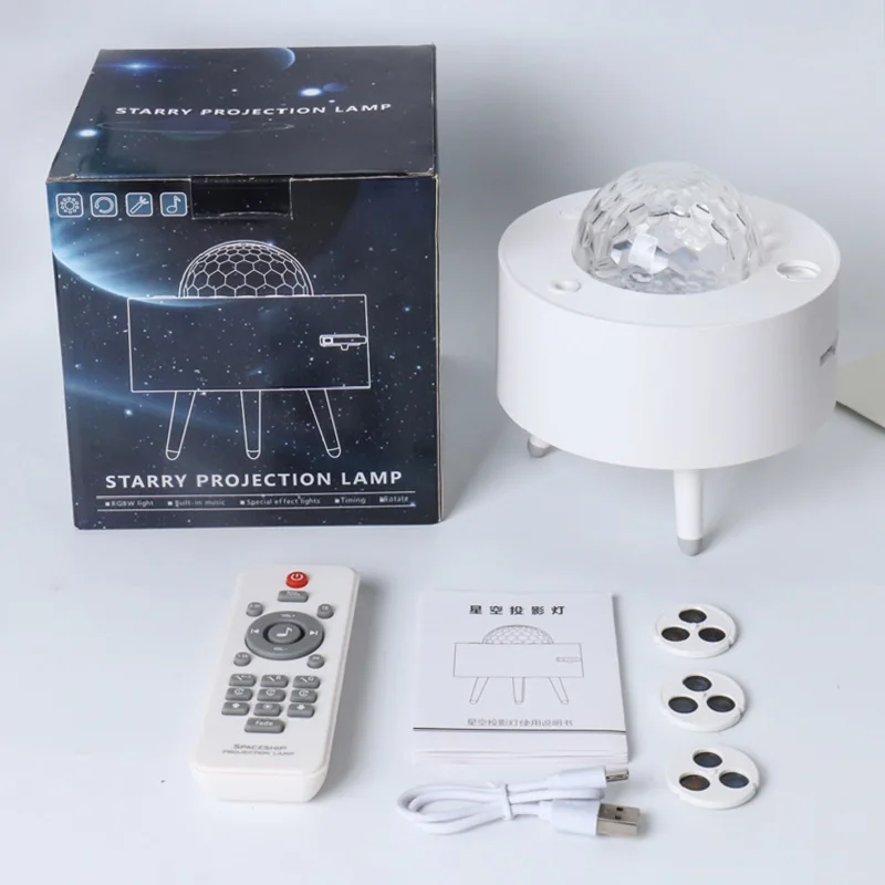 Dreamy Romantic 3D Water Ripple Night Light New USB Star Lamp with Eight Planetary Projection Creative Music Lights for Bedroom