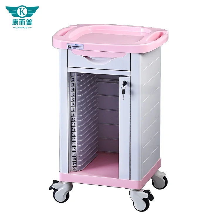Hot Sale ABS Hospital Used History case Hospital Medical Record Trolley Cart With Lock