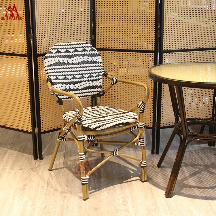 Factory Hot Sale All Weather UV Resistant Garden Aluminum Balcony Bistro Restaurant Hotel Outdoor Handmade Wicker Rattan