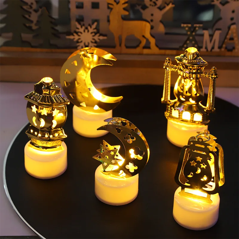 Eid al Fitr Retro Small Electronic Candle LED Oil Lamp Moon Lighthouse Creative Decoration Gift Ethnic Style Decoration