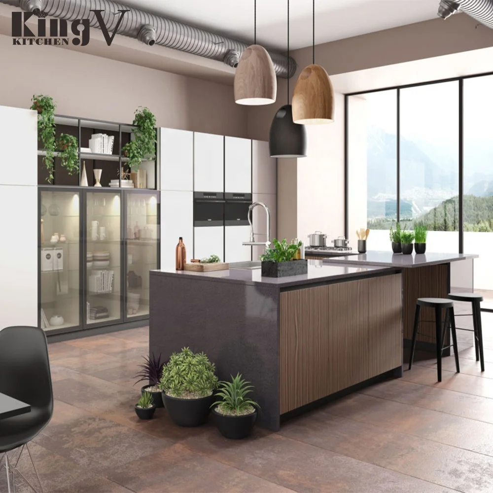 Shaped Modular Design Luxury white Matt Lacquer Modern Kitchen Cabinet kitchen cabinet customized