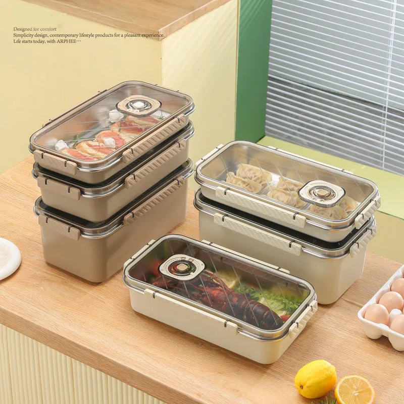 Fts Fresh Boxes Keeping Box Plastic Container Stainless Steel Tray Protect Refrigerator Fresh-Keeping Crisper