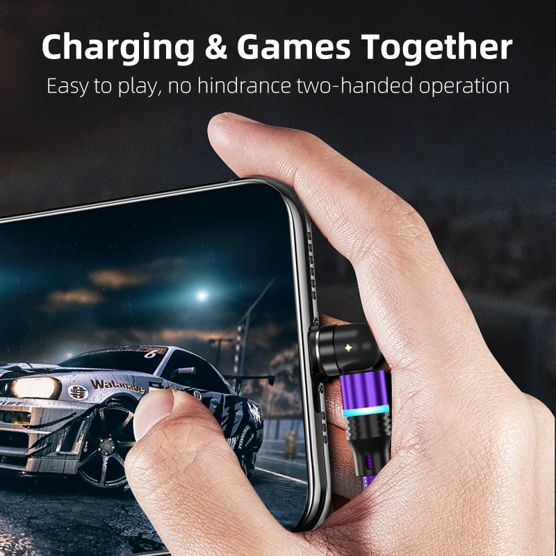 Magnetic 3 in 1 charging cable 540 degree rotate type c fast charging magnetic usb cable magnetic charger cable