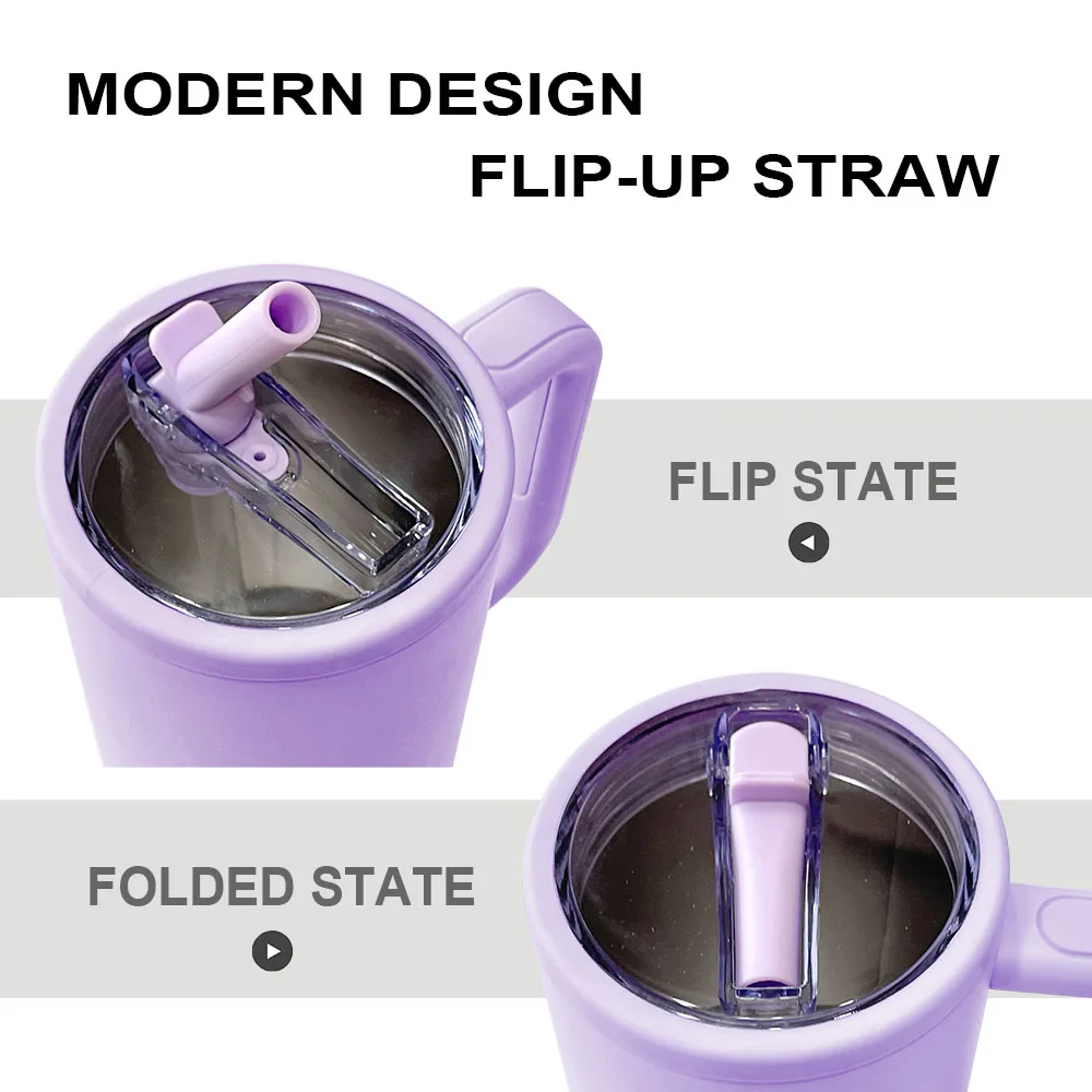 Custom Logo 40 oz Tumbler Cup Insulated Tumbler 40oz Stainless Steel Travel Mug with Handle and Flip Straw