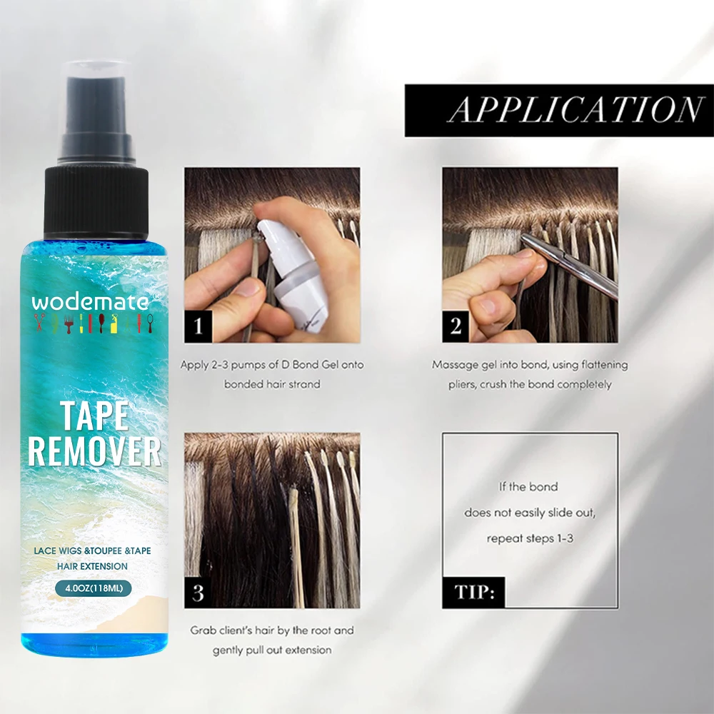 2024 Wodemate Hair Products Removes Hair Glue Spray Keratin Bond Remover Fast Acting Tape in Extension Remover Spray