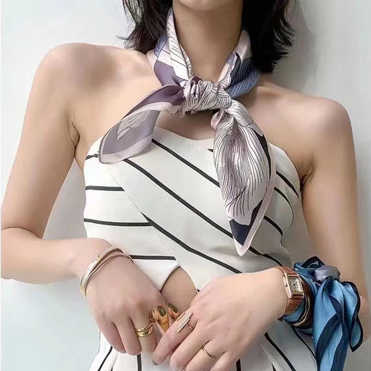 wholesale plain white silk scarves custom silk scarf digital print 16* 145cm silk scarf