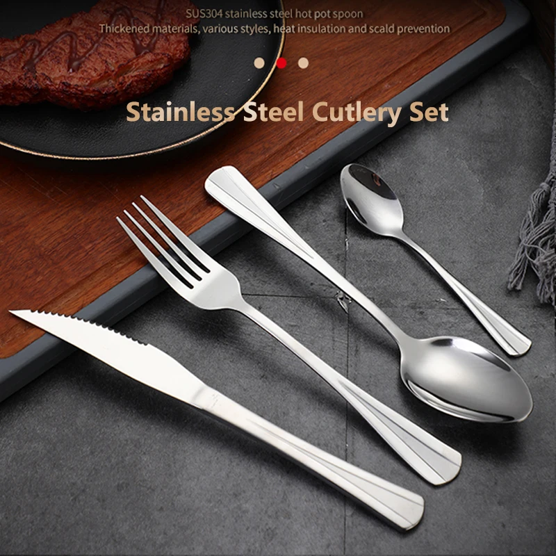 Low price spoons forks and knives set flatware silver modern stainless steel christmas cutlery set