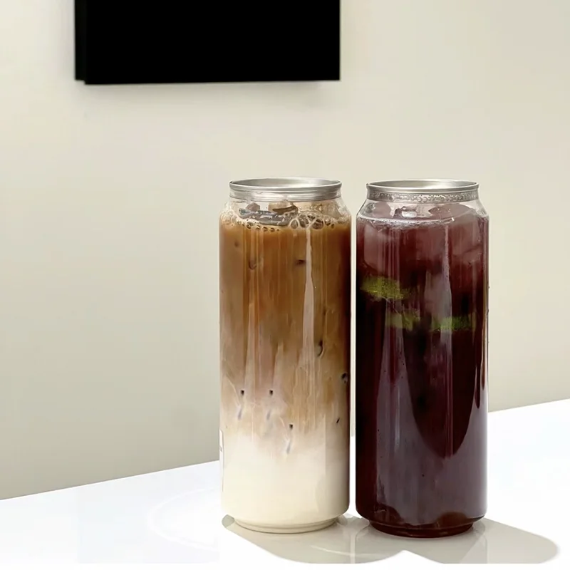 Competitive OEM Factory 330ml 500ml 650ml Plastic Can For Boba Tea Soda Ice Coffee Tin Ring Pull Easy Open Cans