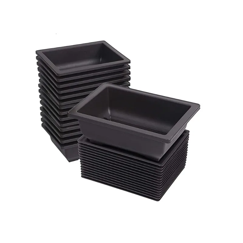 Garden tool dark brown plastic mini pots planters different size flower pot and tray for plant