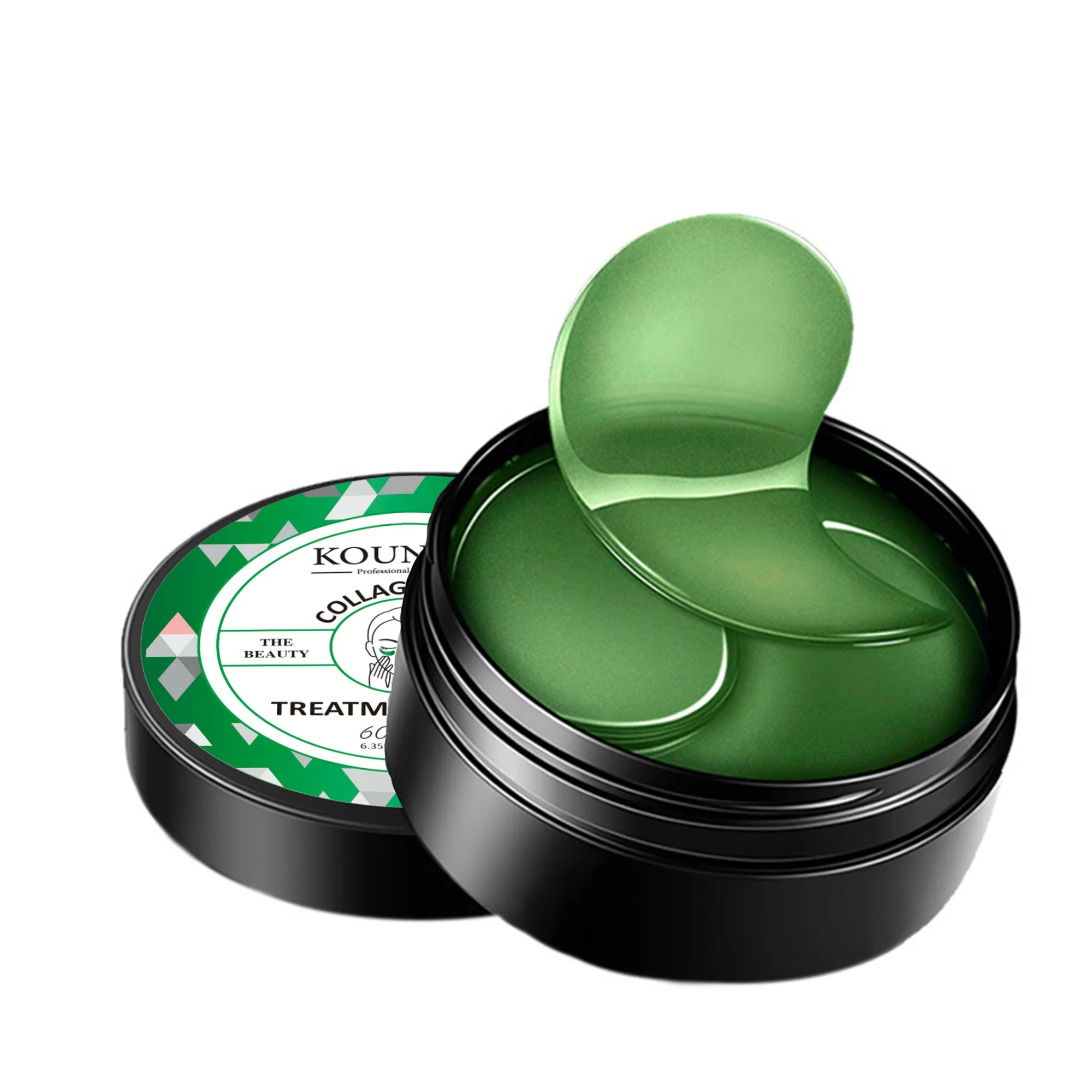 Гидрогелевая маска для ухода за темными кругами под патчами от частного бренда, прозрачная коллагеновая маска для глаз с зеленым чаем