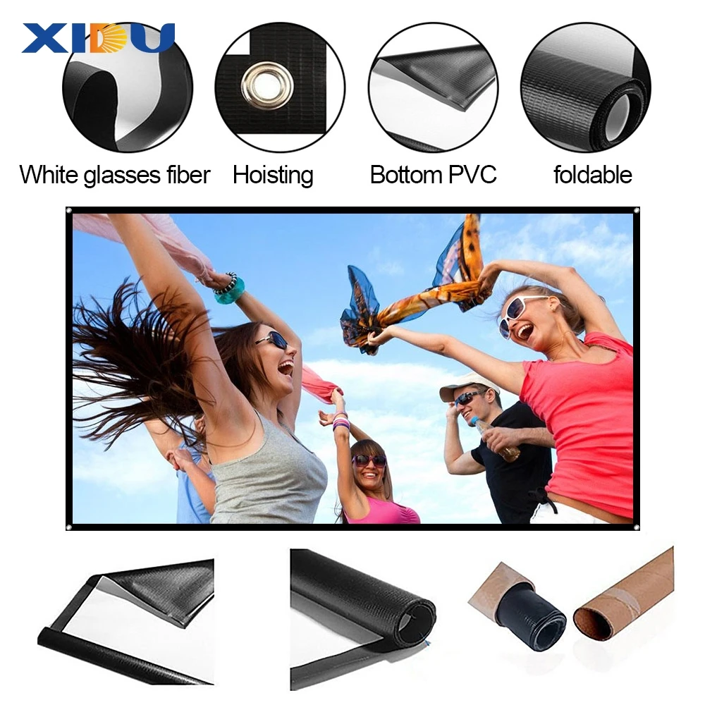 XIDU 30-200 Inch Foldable Large Outdoor Projection Screen Convenient Short Focus Double-Sided Rear Projection Bracket Screen
