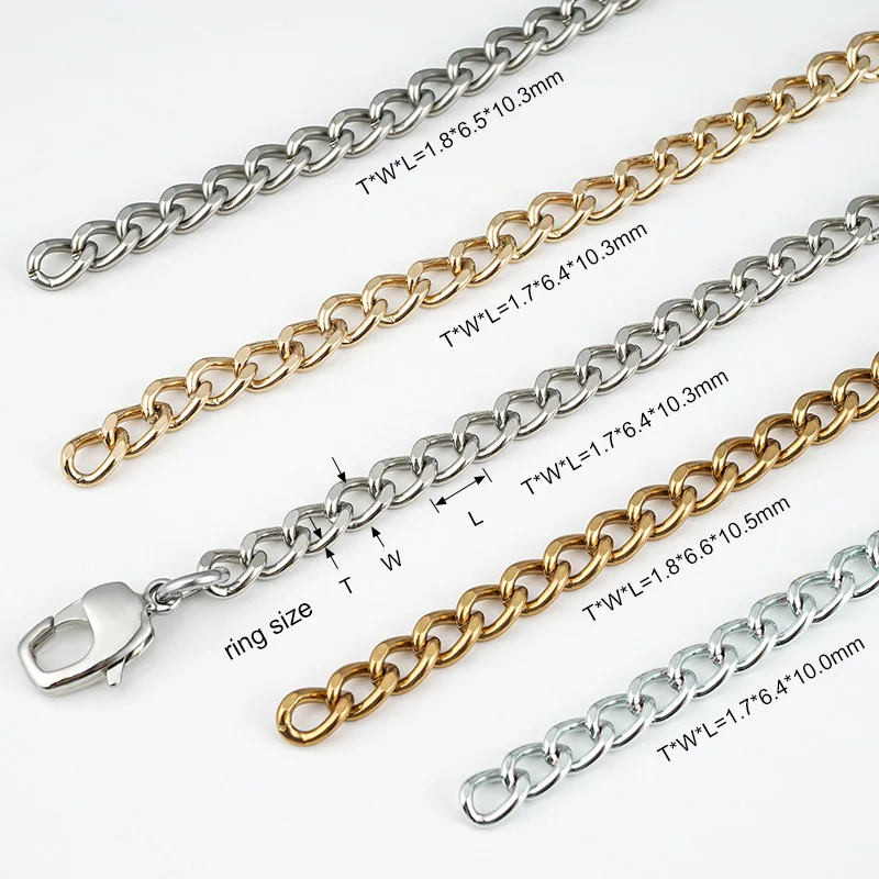 Purse Bag Accessories Hardware Handbag Chain Strap Handles Silver Rose Gold Metal Decorative Part Bag Long Bronze Chain for Bags