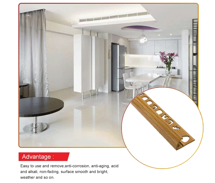 2.44M Customized Length Decorative Sand Color Tile Edge Trim Skirting Board Plastic Tile Trim