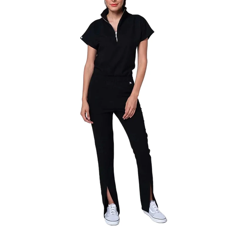 New design rayon viscose premium scrub suit zipper female nurse thick green blue white lavender scrub suits for women with logo