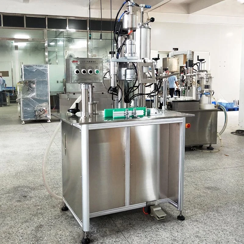 Professional 3 In 1 Aerosol Equipment Semi-automatic Filling Sealing and Inflation Machine For Aerosol Spray Cans