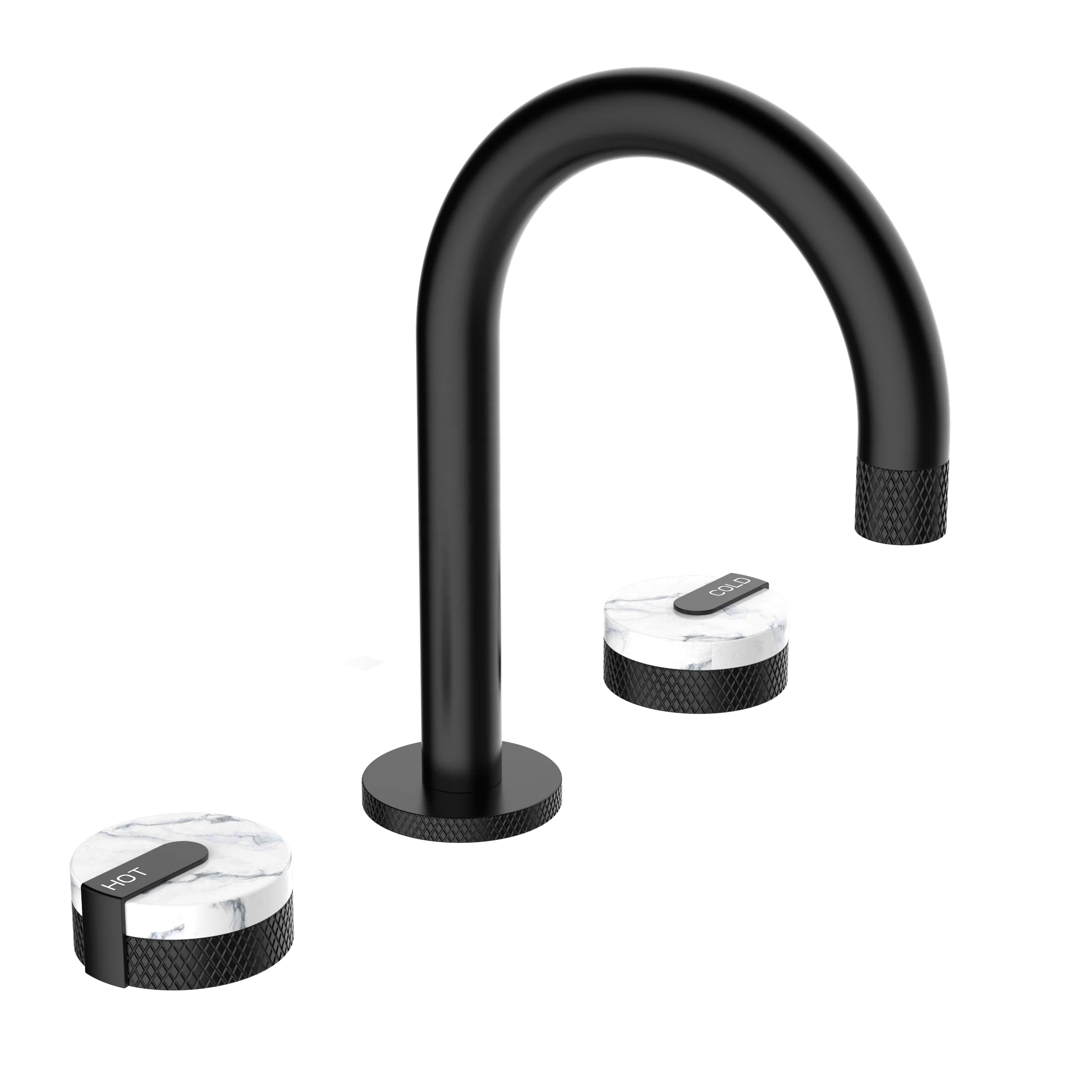 
matte black Wall Mounted three hole basin faucet with marble handle gold color faucet three hole bathroom taps faucet tapware 