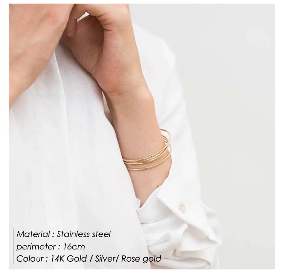 Top 10 sellers amazon Wholesale Classic Multilayers Cuff 316 L Stainless Steel Gold Plated Jewelry Bracelet Bangle Women