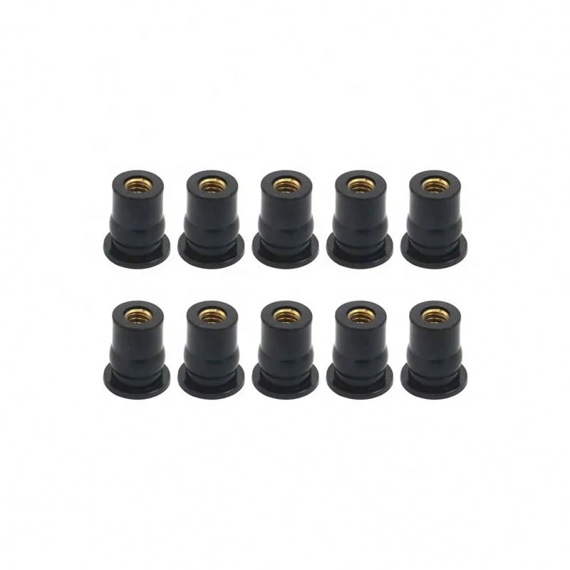 M5 Rubber Well Nuts Brass Insert Wellnuts with Stainless Steel Screws Bolt Fasteners for Motorcycle Windscreen Accessories