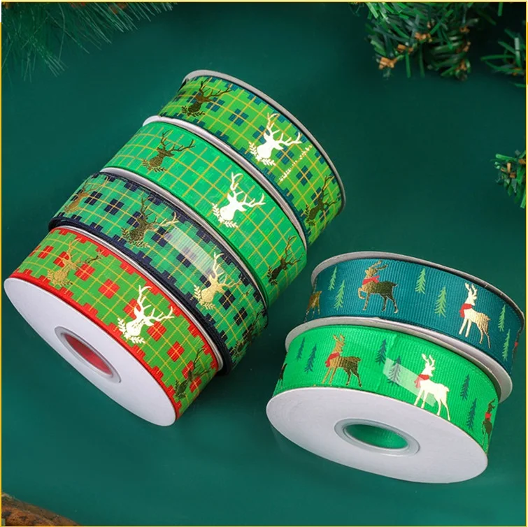 christmas ribbon custom printed new style xmas ribbon for decorating for sale
