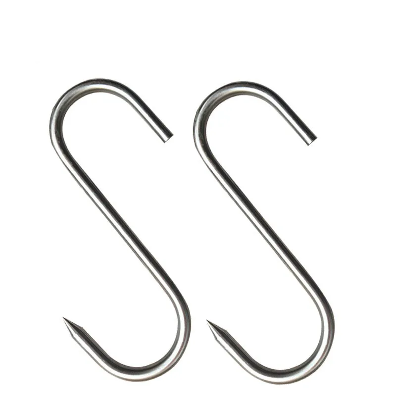 Chins manufacture chrome kitchen hanging S shape hooks sharp butchers meat hooks