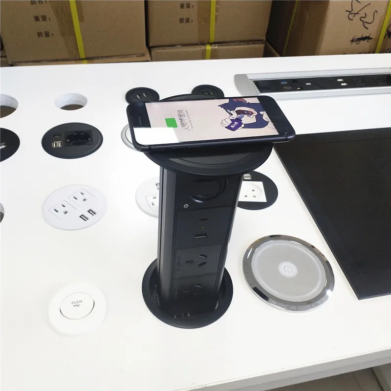 3 AC AU выход USB A + USB-C моторизованный кухонная столешница Pop Up мощность акустическая система беспроводной разъем для зарядного