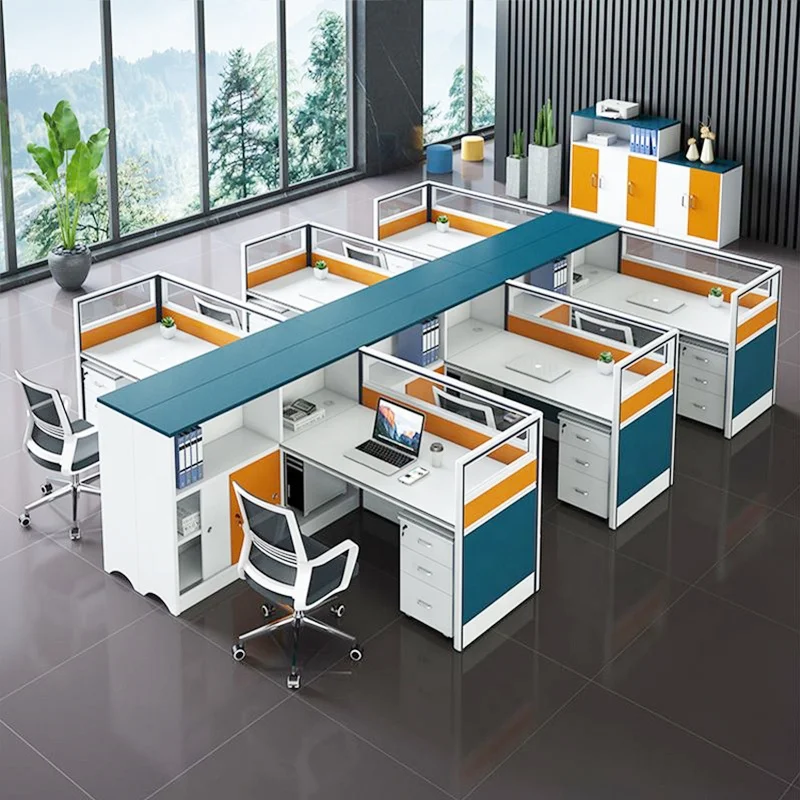 Factory 2 4 6 person seat modular cubicle curved office staff table office desk  furniture partition workstation