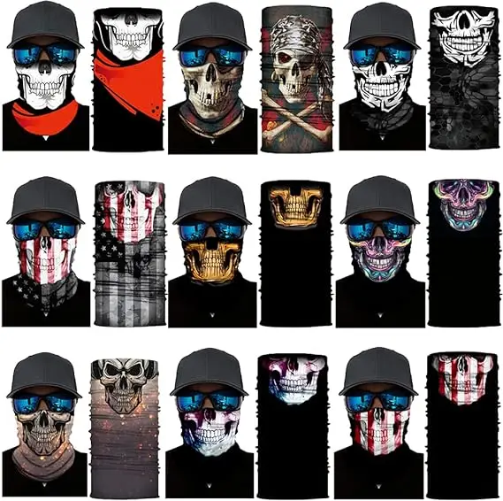 LEO Wholesale Custom Printed Multifunctional Skull Face Mask Neck Gaiter Seamless Tube Bandanas