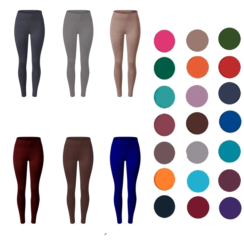 Wholesale 92% polyester 8% spandex buttery soft brushed full length opaque slim high waisted leggings for women