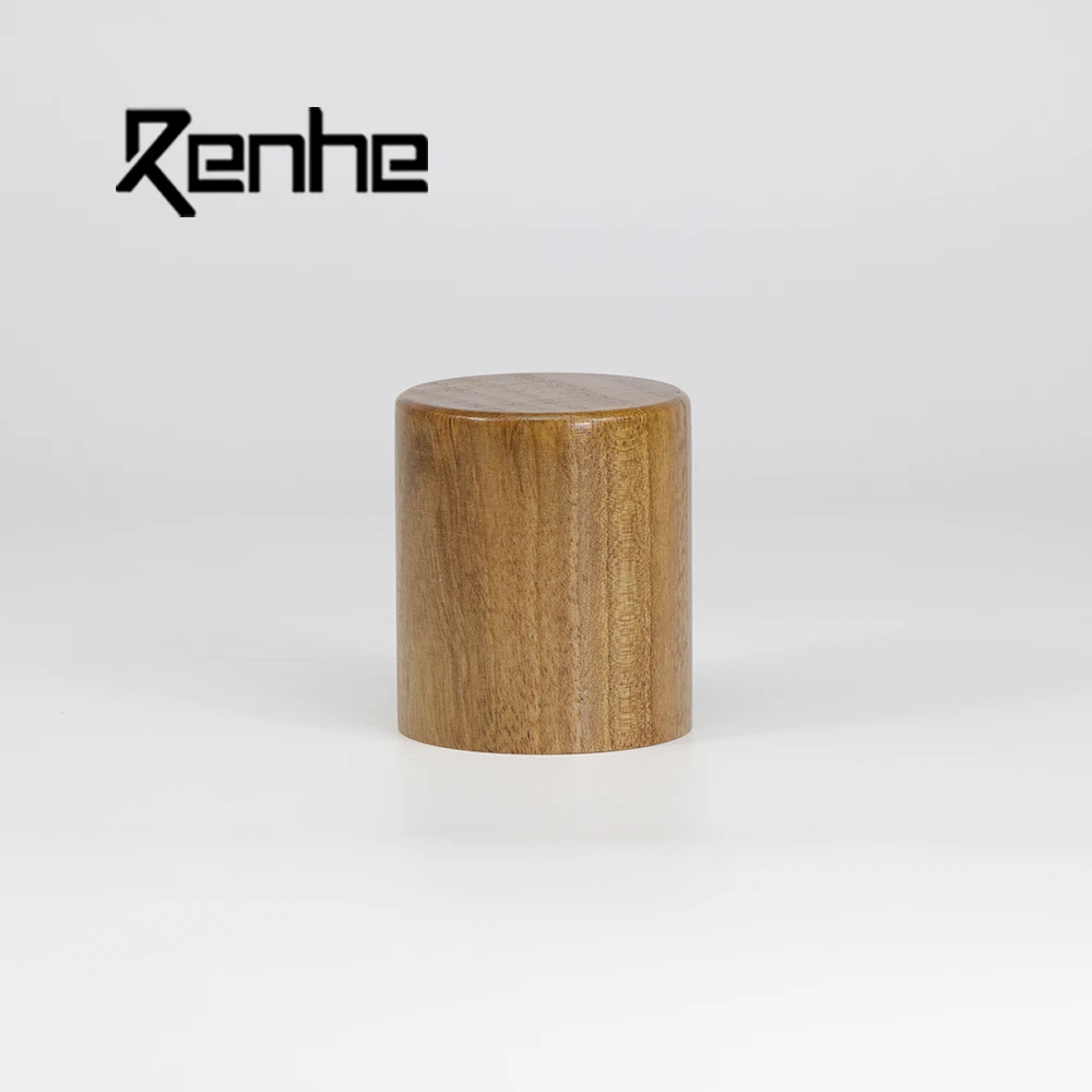Wholesale Natural Round Perfume Glass Bottle Wood Cap Wooden Perfume Cap