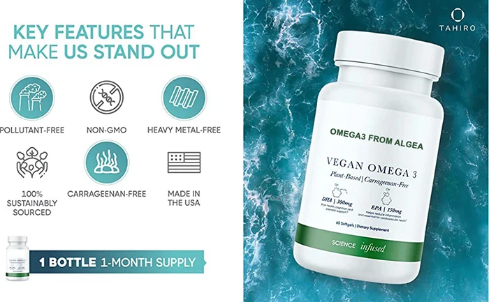 Customized Vegan DHA Omega 3 Oil Soft Capsule from Algae Softgel Supplement for Brain, Heart, Joint, Eye Health