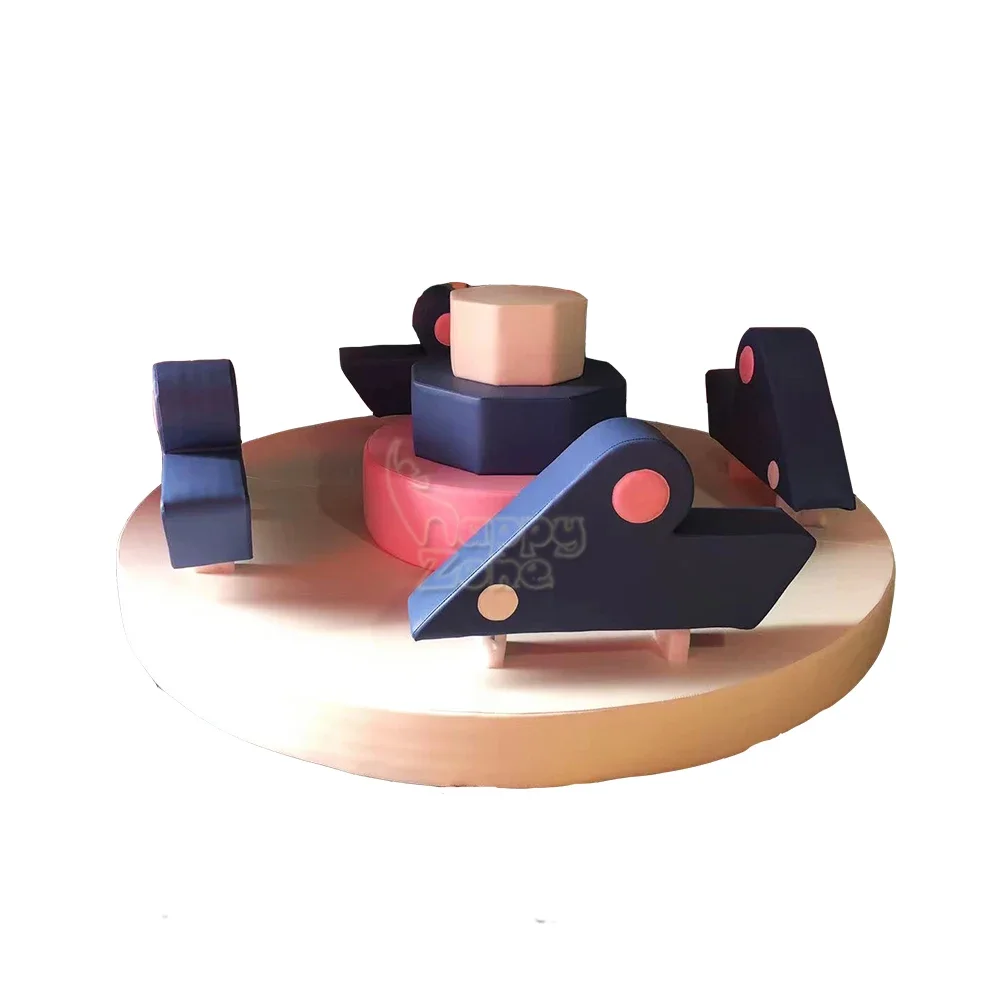 Commercial Playground Indoor Electric Carousel Manual Rotatable Seat Soft Play Equipment Merry Go Round for Toddler Play Area