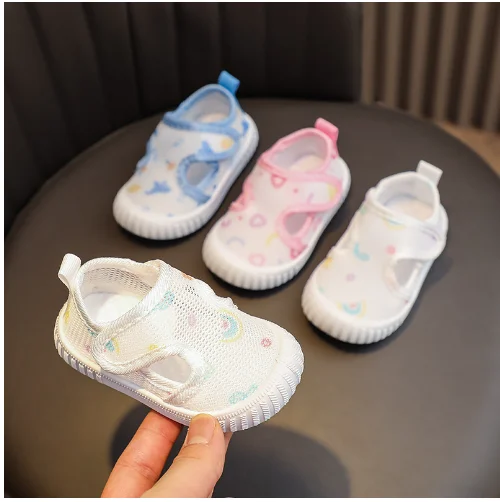 Summer new style 0-1-3 year old baby hollow mesh shoes soft sole breathable toddler shoes small fresh sandals